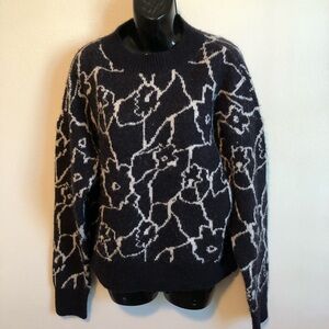 ASTR the label Saira black cream wool blend fuzzy sweater floral print large